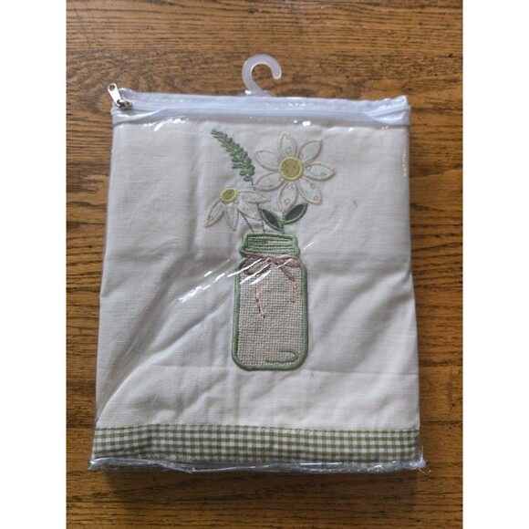 Park Designs Lined Embroidered Floral Gingham Border Valance 60X14 New! - Picture 2 of 4